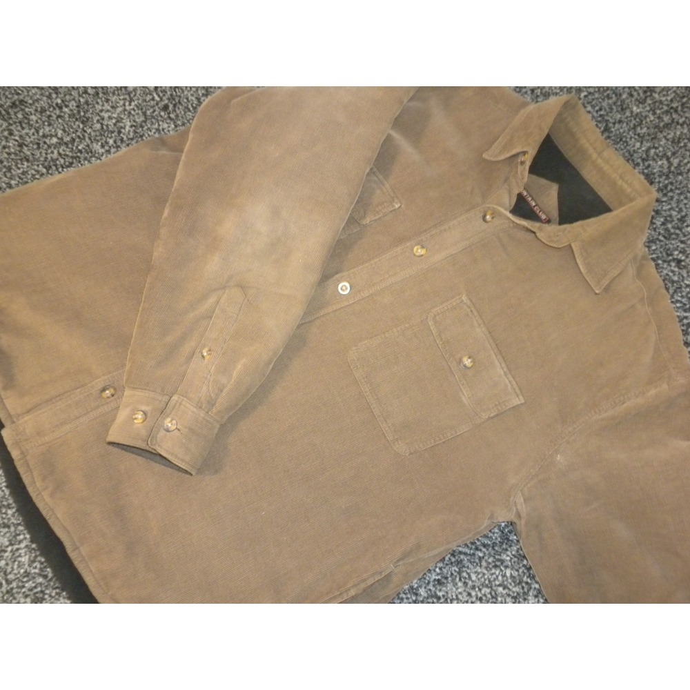 Men's Casual Button-Down Corduroy Shirt Jacket in Brown